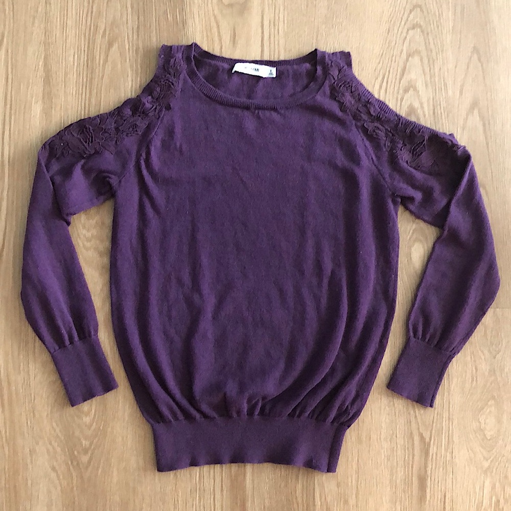 Purple Sweater with Shoulder Detail